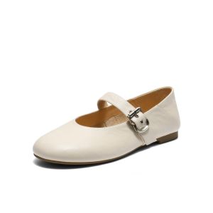 Belle | Retro Wrinkle Sheepskin Mary Jane Shoes