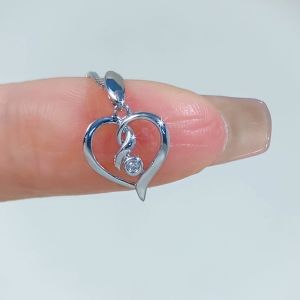 LAZO DIAMOND Minimalist Twine Heart Diamond Pendant in 9k White Gold