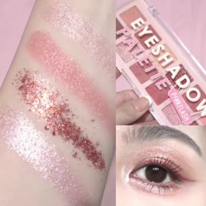 Palette 12 Warna Eyeshadow Pink Dessert dengan Pigmen Tinggi & Tahan Lama