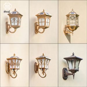JINGYUDI | Đèn Tường Ngoài Trời Phong Cách Cột La Mã Châu Âu