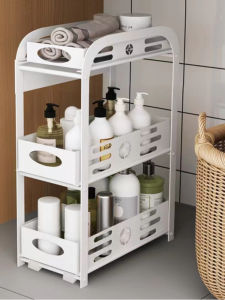 Narrow Gap Kitchen Cabinet Organizer Rack Pull out Shelf Sink Area Storage Metal Material No Drilling Installation Easy Clean