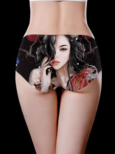 รูปแบบการ์ตูนเซ็กซี่กางเกงผ้าไหมน้ําแข็งต่ําเอวน่ารักและสร้างสรรค์ชุดชั้นในผู้หญิงฤดูร้อนบางสไตล์กางเกงไม่มีรอยต่อ