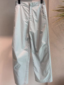 PAIBOLI | High Waist Straight Leg Pants Slimming Drapey Blue Grey Elastic Waist Texture Casual Workwear Summer Womens Plus Size