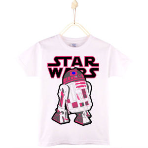 Hot Toys | 2026 Summer Childrens T-shirt - Star Wars R2D2 Pattern - 100% Cotton Casual Childrens Clothing for Boys - Short Sleeve Shirt