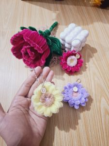 Gantungan Kunci Bunga Inisial huruf Bagcharm gantungan tas Keychain huruf inisial
