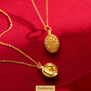Original emas 916 Gold Durian Fruit Drop Pendant Necklace Funny Jewelry for Women Girls