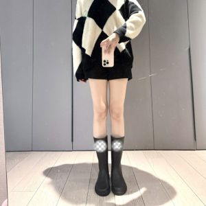 Natural Rubber High-Tube Anti-Slip Waterproof Rain Boots for Men And Women No Odor Sweet Style All Season Cotton Lined Boots