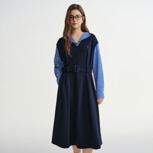 DUSHU | Easy-to-wear Two-piece Waist Accentuating Long Sleeve Dress Autumn Winter