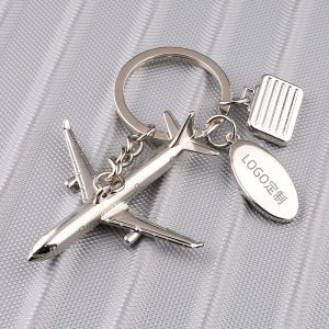 Commercial Airplane Shaped Keychain Memorial Gift Engraved LOGO Airline Company Creative Present High-End Feeling