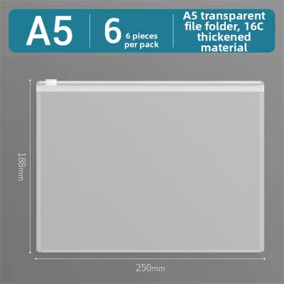 Matte Plastic Zipper Document Bag Waterproof Storage Pouch for Documents Exams Pens A4 A5 A6 Size Business Supplies