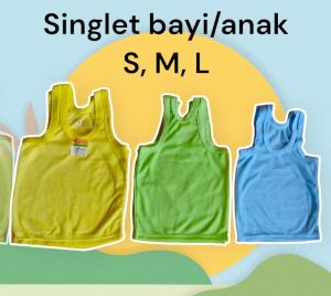 6 pcs singlet kaos dalam anak bayi balita warna / putih