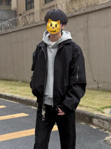 ZHUOCAN | Black American Short Cleanfit Baseball Jacket