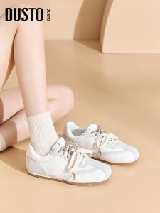 DUSTO | Round Toe White Sporty Sneakers