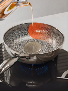 HANXIAO | Non-stick Titanium Stainless Steel Wok Frying Pan