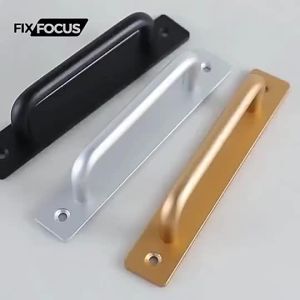 Handle Pintu Tarikan Gagang Plat Push Pull Aluminium Hitam Minimalis untuk Laci Lemari Kabinet Pintu Rumah
