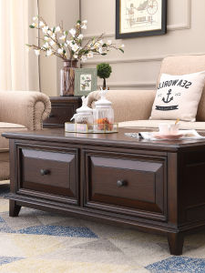HELIDA | American Style Pure Solid Wood Coffee Table TV Cabinet Set Red Oak and Poplar
