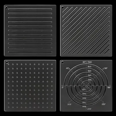 4Pcs Acrylic Sashiko Stencil Dots Lines Arcs Slashes Acrylic Embroidery Tool Drawing Line Template for Hand Quilting