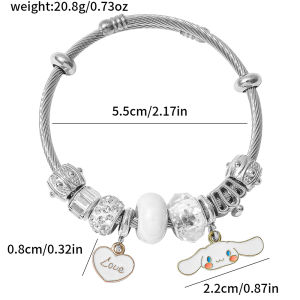Sanrio | Sanrio Members DIY Beaded Bracelet w/ Crystalline Pendant - Eco-friendly Alloy Gift for Kids & Partner