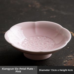 Chinese Style Lotus Pattern Ceramic Tea Tray