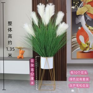 Lifelike Reed Grass Artificial Flowers Living Room Sofa Side Floor Standing Decorative Plant Potted Greenery Home Decor