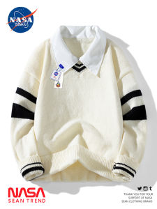 Wassup Panda Casual Loose Mens Knitwear Shirt Collar Sweater Autumn Winter Fashion Brand College Style Polyester Fiber