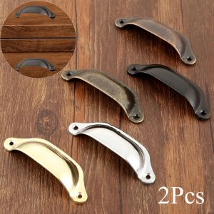 FUDESHE 2PCS ตู้ ย้อนยุค ทองเหลืองโบราณ ตู้ รูปร่างเปลือก โต๊ะเครื่องแป้ง คณะรัฐมนตรีดึง ลูกบิดลิ้นชัก ตู้เสื้อผ้าดึง มือจับประตู