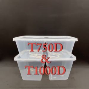 TAGE 2 Compartment Disposable Food Box T750D T1000D 750ml & 1000ml Rectangular 2 Compartment Food Box with LID / Tapau Bento Box Take Away. (50pcs+-)
