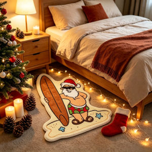 Thảm Trải Sàn Họa Tiết Giáng Sinh VIKAMA Hình Ông Già Noel Lướt Sóng Chống Trơn Trượt Trang Trí Nhà Cửa Ngày Lễ Thảm Trải Sàn Mùa Hè Giáng Sinh Mát Mẻ Họa Tiết Lướt Sóng Độc Đáo