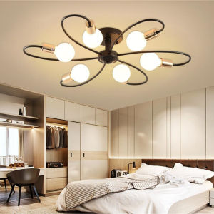 Lampu Plafon 3/6/8 Led E27 Industrial Bahan Besi Untuk Plafon Ruang Tamu Modern minimalist Ceiling lamp (Bohlam Tidak Termasuk)  Lampu plafon industral minimalis 3/6/8 kepala Lampu Hias Plafon Kamar Tidur Modern bolam Ceiling Chandelier YUR