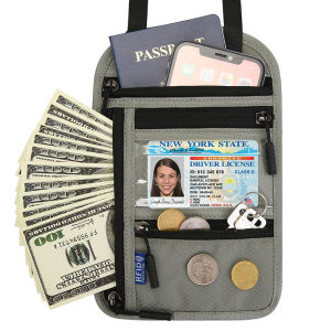 RFID Passport Wallet Passport Holder Travel Organizer Slim Cover Case Neck Pouch for Passport Bag Waterproof Card Money Coin Holder Phone Bag for Travel Mini Crossbody Shoulder Sling Bag Traveling Organizer