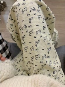 American Style Dog Print Casual Pants Womens High Waist Straight Leg Slimming Wide Leg Long Trousers Korean Style Spring Autumn New