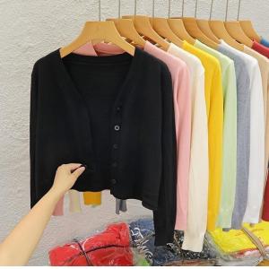 V-neck Short Length Black Sweater