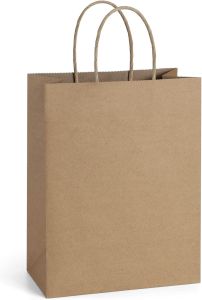 Kraft Paper Gift Bags with Handles Bulk for Shopping Retail Merchandise Party Favor Wedding Birthday Brown Paper Sacks