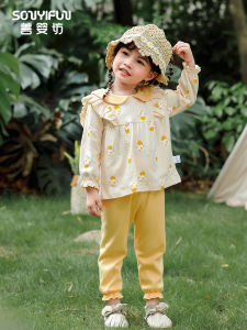 Adorable Princess Style Pure Cotton Spring Autumn Outfit for Baby Girls 0-5 Years Old Comfortable Breathable 2pcs Set
