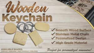 FMP Wooden Key Chain Blank for Engraving Project BEECH WOOD Keychain