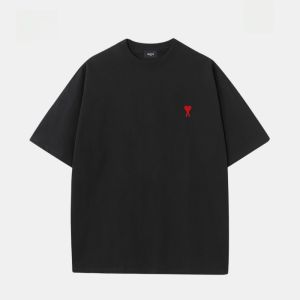 Ami Summer New Love Couple Short Sleeve T-Shirt Cotton 100% Embroidered Design Casual Wear for Men Ages 18-25