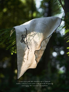 Moyu Linen Embroidered Tablecloth Simple New Chinese Style Dining Table Mat Photography Background Cloth Dining Napkin