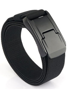 Aowei Cattle Elastic Alloy Press Quick Release Buckle Mens Belt Pant Belt Nylon Woven Canvas Elastic Tactical Belt