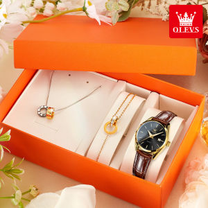 【Hadiah Setelan】OLEVS Jam Tangan Wanita 2024 Anti Air Kecil Korea Terbaru Original Mewah Tali Kulit Dengan Kotak Watch Women with box