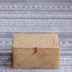 ตะกร้าฝาพับ ตะกร้ากระจูด มีฝาปิด กล่องเก็บของ ตะกร้าวินเทจ ตะกร้ากระจูดสาน ตะกร้าสี่เหลี่ยม ตะกร้าอเนกประสงค์ กระจูด