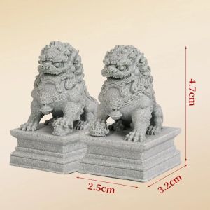 A Pair of Auspicious and Wealthy Lion Carvings Chinese Feng Shui Qilin Decorations Home Bar Decorations
