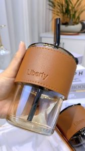 เสริมความสวยคุณค่า ถ้วยแก้ว แก้วกาแฟ แก้วใส่น้ำ แฟชั่น สไตล์มินิมอล พร้อมหลอดแก้ว ฝาปิด ปลอกหนังกันความร้อน 450ml