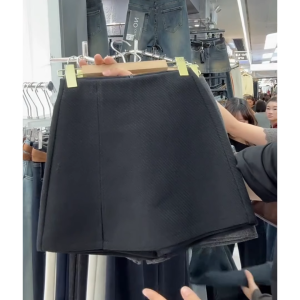 plus Size Grey Versatile Woolen Skirt Pants High Waist Thickened Spring Autumn Loose A-Line Mini Skirt for Women