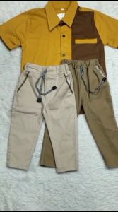 Setelan Kemeja Anak Laki-Laki Bahan Katun Streach Usia 1 sampai 12 Tahun