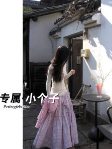 Váy Chữ a Cạp Cao Midi Kẻ Caro Cổ Điển Cho Nữ Mùa Hè Váy Chữ a Màu Tương Phản Váy Xếp Ly Váy Ngắn