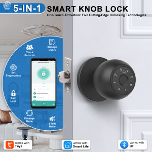 Door Lock Smart Tuya Smart Devices Bluetooth Biometric Fingerprint Door Handle Security Protection Smart Home System
