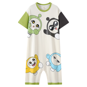MiiOW | Pure Cotton Catman Childrens Sleepwear Short Sleeve Onesie Cartoon Boy Home Clothes Suitable For All Seasons And Ages
