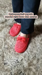 Sepatu Sandal Korea RAJUT Estetik Nyaman Lentur Empuk & Tidak Licin