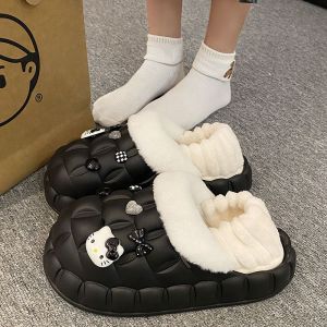 Dép Bông Đế Dày Tháo Rời Cho Nữ Dép Bông Mùa Đông Ấm Áp Trong Nhà Dép PVC Chống Thấm Nước Dép Bông Đế Dày Cho Nữ
