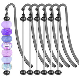6Pcs Beadable Bookmarks DIY Metal Blank Bar Bookmark for Beads Modern Bead Craft Jewelry Pendant Charm Gift Student Office